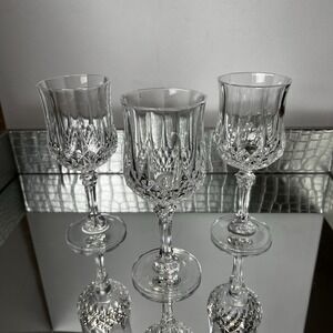 🇫🇷 Cristal d'Arques Longchamp Cordial Glasses 3pc French Crystal France